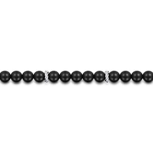 Sterling Silver and 6mm Onyx Beaded Bracelet