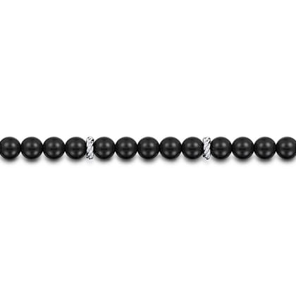 Sterling Silver and 6mm Onyx Beaded Bracelet