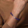 Sterling Silver and 8mm Lapis Beaded Bracelet with Anchor