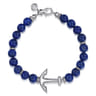 Sterling Silver and 8mm Lapis Beaded Bracelet with Anchor