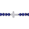 Sterling Silver and 8mm Lapis Beaded Bracelet with Cross