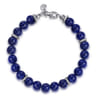 Sterling Silver and 8mm Lapis Beaded Bracelet