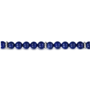 Sterling Silver and 8mm Lapis Beaded Bracelet