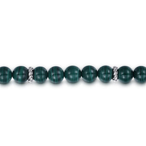 Sterling Silver and 8mm Malachite Beaded Bracelet