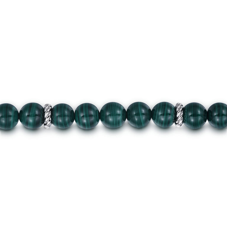Sterling Silver and 8mm Malachite Beaded Bracelet - Shot 2