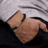Sterling Silver and 8mm Onyx Beaded Bracelet with Anchor