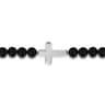 Sterling Silver and 8mm Onyx Beaded Bracelet with Cross