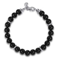 Sterling Silver and 8mm Onyx Beaded Bracelet