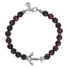Sterling Silver and 8mm Tiger Eye Beaded Bracelet with Anchor