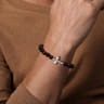 Sterling Silver and 8mm Tiger Eye Beaded Bracelet with Cross