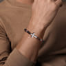 Sterling Silver and 8mm Tiger Eye Beaded Bracelet with Cross