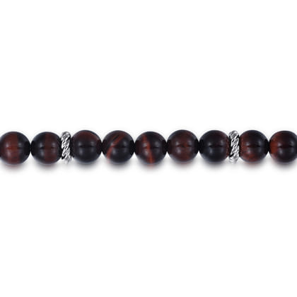 Sterling Silver and 8mm Tiger Eye Beaded Bracelet