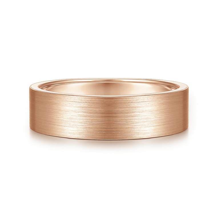 Steven - 14K Rose Gold 6mm - Flat Men's Wedding Band in Satin Finish - Shot 1