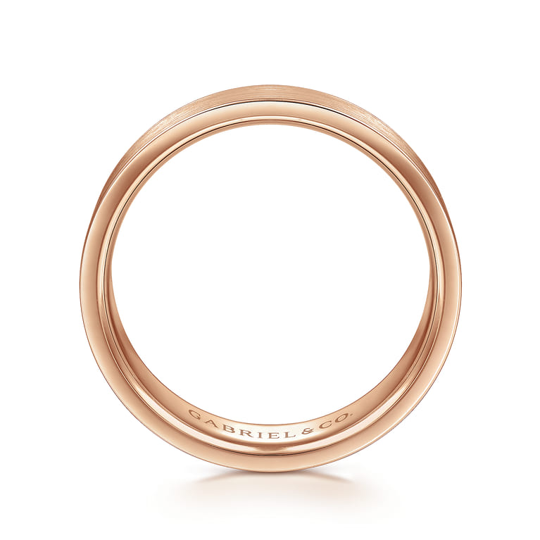 Steven - 14K Rose Gold 6mm - Flat Men's Wedding Band in Satin Finish - Shot 2