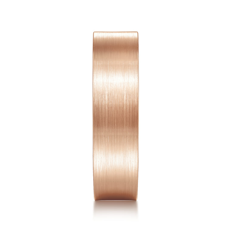 Steven - 14K Rose Gold 6mm - Flat Men's Wedding Band in Satin Finish - Shot 4