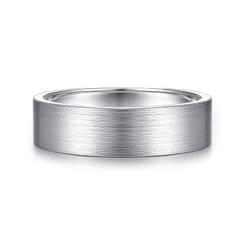 Steven - 14K White Gold 6mm - Flat Men's Wedding Band in Satin Finish