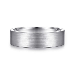 Steven - 14K White Gold 6mm - Flat Men's Wedding Band in Satin Finish