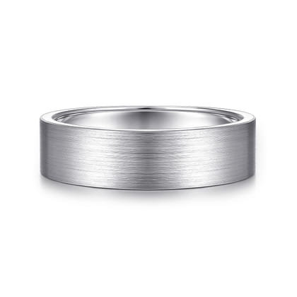 Steven - 14K White Gold 6mm - Flat Men's Wedding Band in Satin Finish