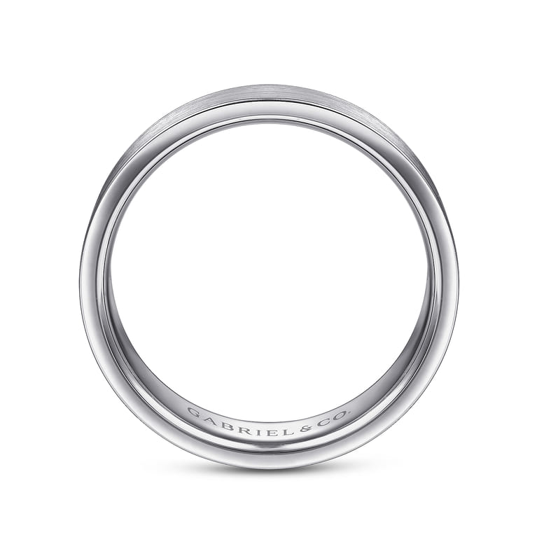 Steven - 14K White Gold 6mm - Flat Men's Wedding Band in Satin Finish - Shot 2