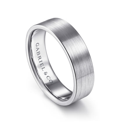 Steven - 14K White Gold 6mm - Flat Men's Wedding Band in Satin Finish
