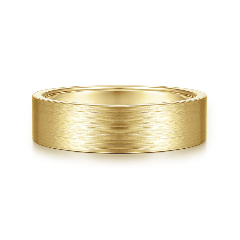 Steven - 14K Yellow Gold 6mm - Flat Men's Wedding Band in Satin Finish - Shot 1