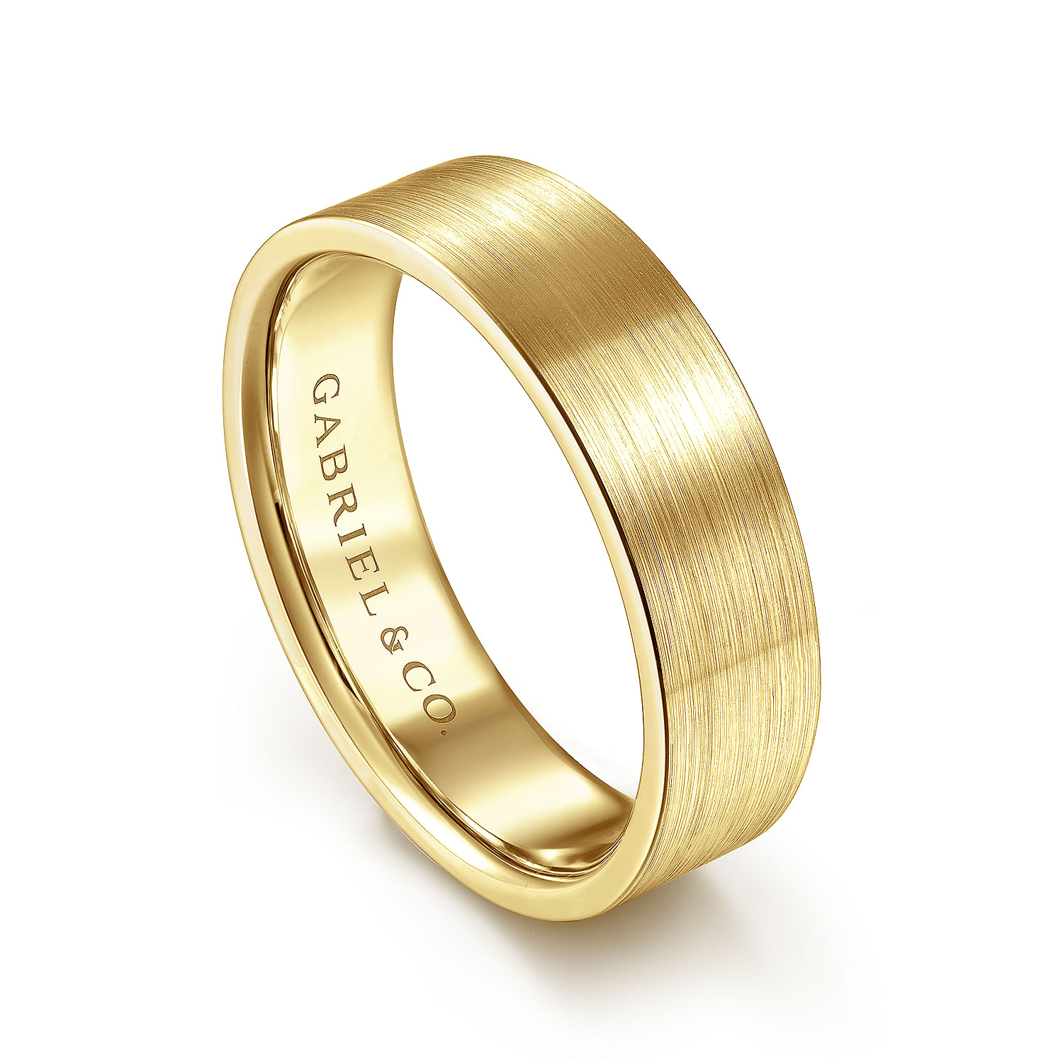 Steven - 14K Yellow Gold 6mm - Flat Men's Wedding Band in Satin Finish - Shot 3
