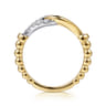 Stirrup Ring 14K White and Yellow Gold Diamond 0.3ct Bujukan - 0.3 ct