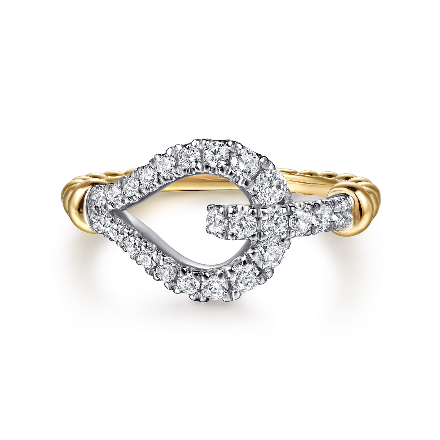 Stirrup Ring 14K White and Yellow Gold Diamond 0.5ct Bujukan - 0.5 ct - Shot 1