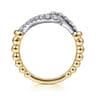 Stirrup Ring 14K White and Yellow Gold Diamond 0.5ct Bujukan - 0.5 ct