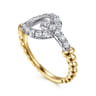 Stirrup Ring 14K White and Yellow Gold Diamond 0.5ct Bujukan - 0.5 ct