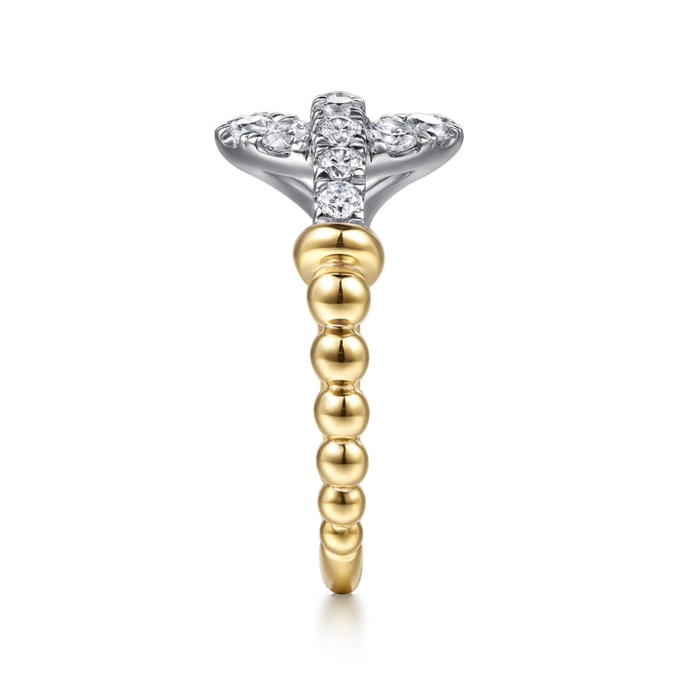 Stirrup Ring 14K White and Yellow Gold Diamond 0.5ct Bujukan - 0.5 ct - Shot 4
