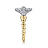 Stirrup Ring 14K White and Yellow Gold Diamond 0.5ct Bujukan - 0.5 ct
