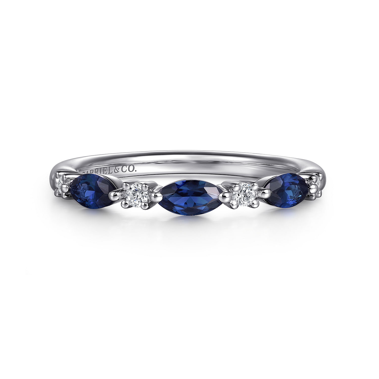 Erin 14K White Gold Marquise Sapphire and Diamond Anniversary Band