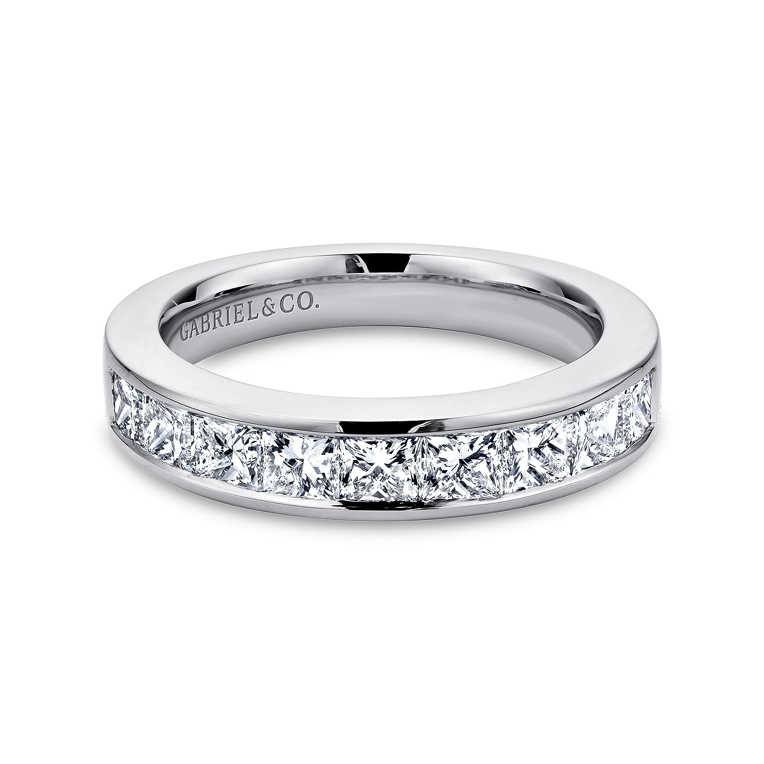 Perugia 14K White Gold Princess Cut 9 Stone Channel Set Diamond Wedding Band