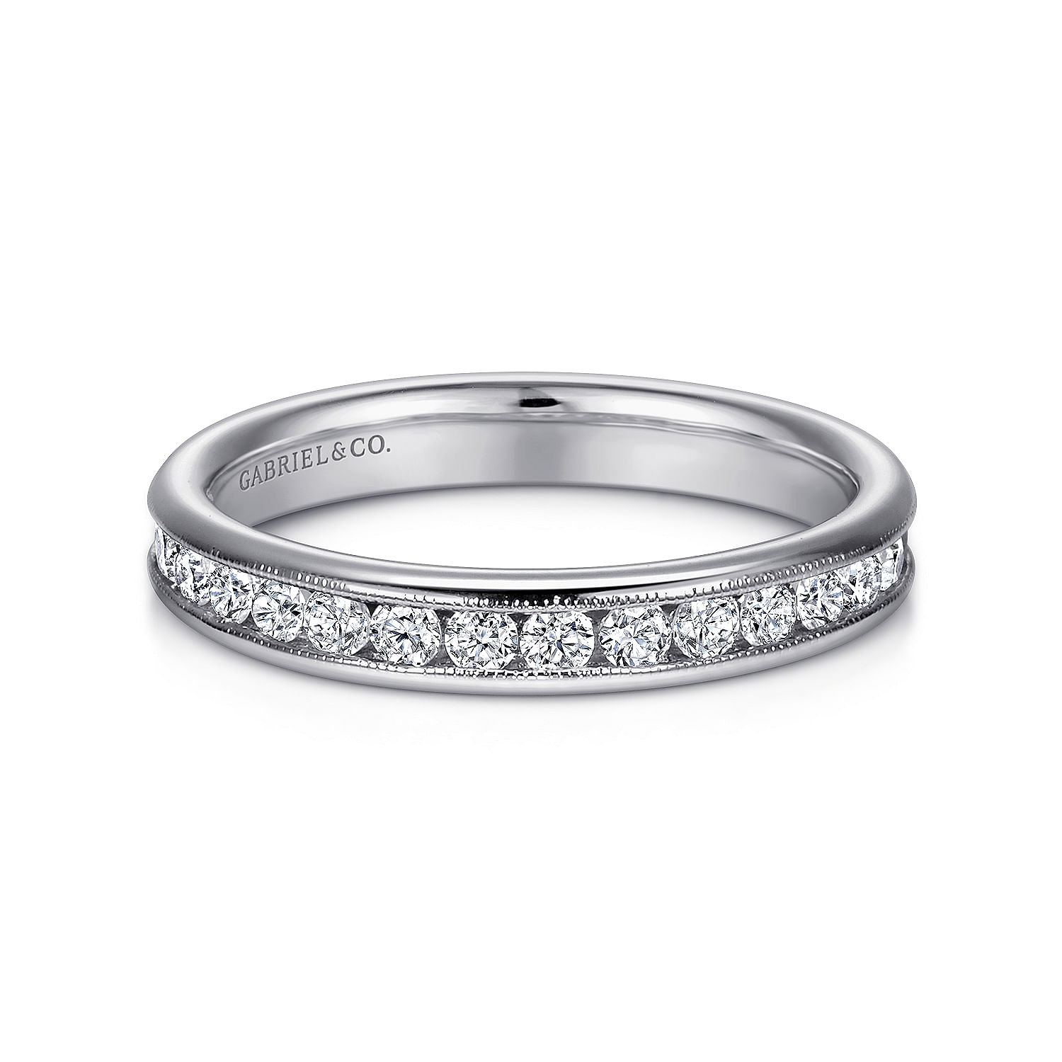 Louve Platinum Channel Set Diamond Wedding Band