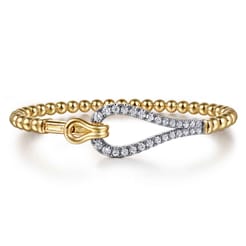 Strides - 14K Mix of White and Yellow Gold Diamond Stirrup Bujukan Bangle