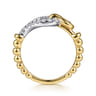 Strides - 14K White  Yellow Gold Bujukan Graduating Diamond Stirrup Fashion Ring - 0.24 ct