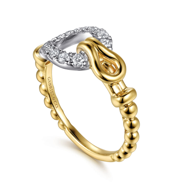 Strides - 14K White  Yellow Gold Bujukan Graduating Diamond Stirrup Fashion Ring - 0.24 ct - Shot 3