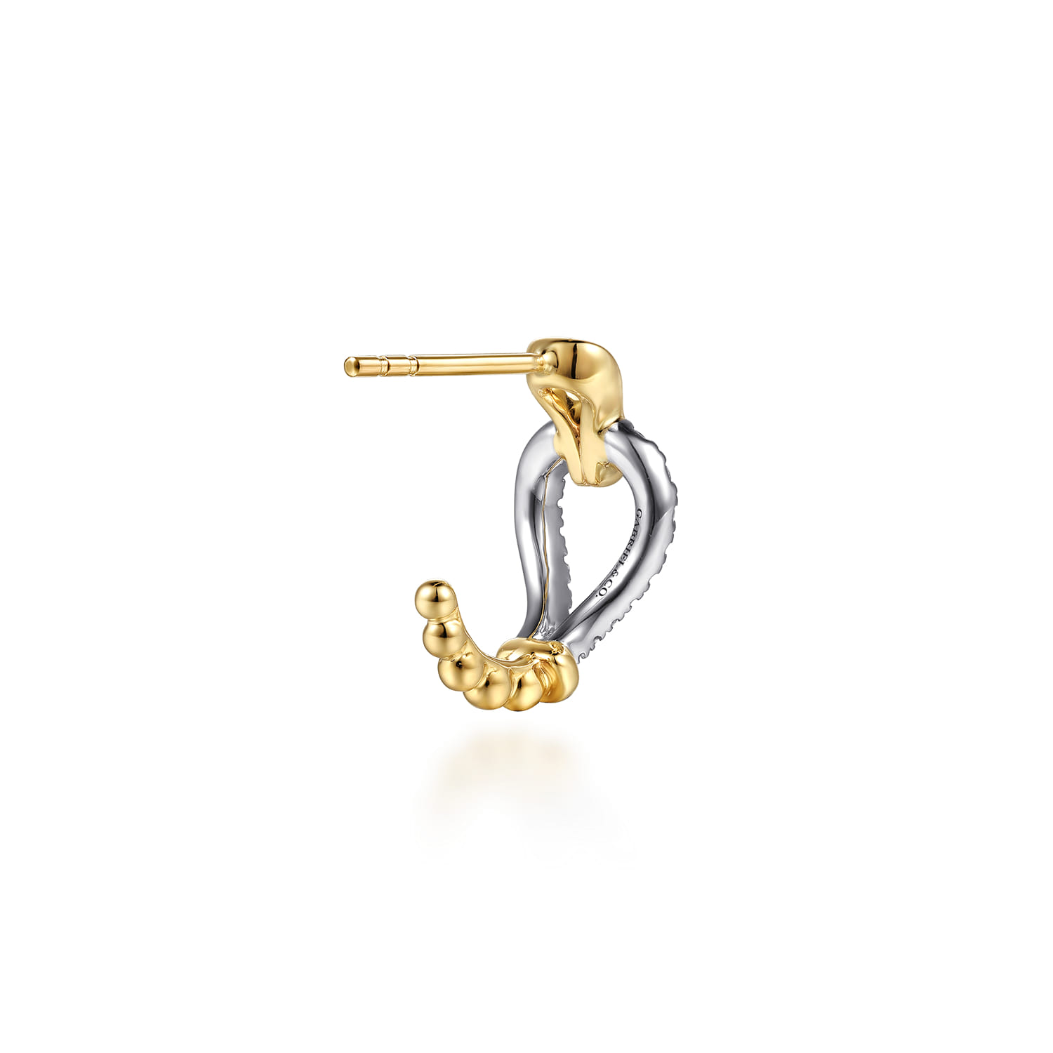 Strides - 14K White  Yellow Gold Bujukan Graduating Diamond Stirrup J Hoop Earrings - 0.3 ct - Shot 2