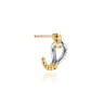Strides - 14K White  Yellow Gold Bujukan Graduating Diamond Stirrup J Hoop Earrings - 0.3 ct