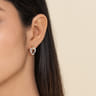 Strides - 14K White  Yellow Gold Bujukan Graduating Diamond Stirrup J Hoop Earrings - 0.3 ct