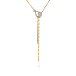 Strides - 14K White  Yellow Gold Bujukan and Diamond Stirrup Y Necklace