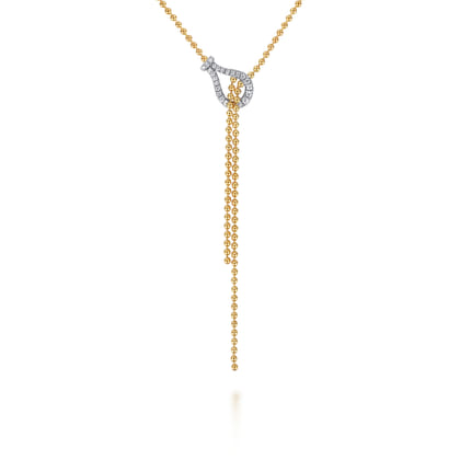 Strides - 14K White  Yellow Gold Bujukan and Diamond Stirrup Y Necklace