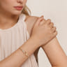 Strides - 14K Yellow Gold Bujukan Beads Diamond Stirrup Cuff Bangle Bracelet - 0.17 ct