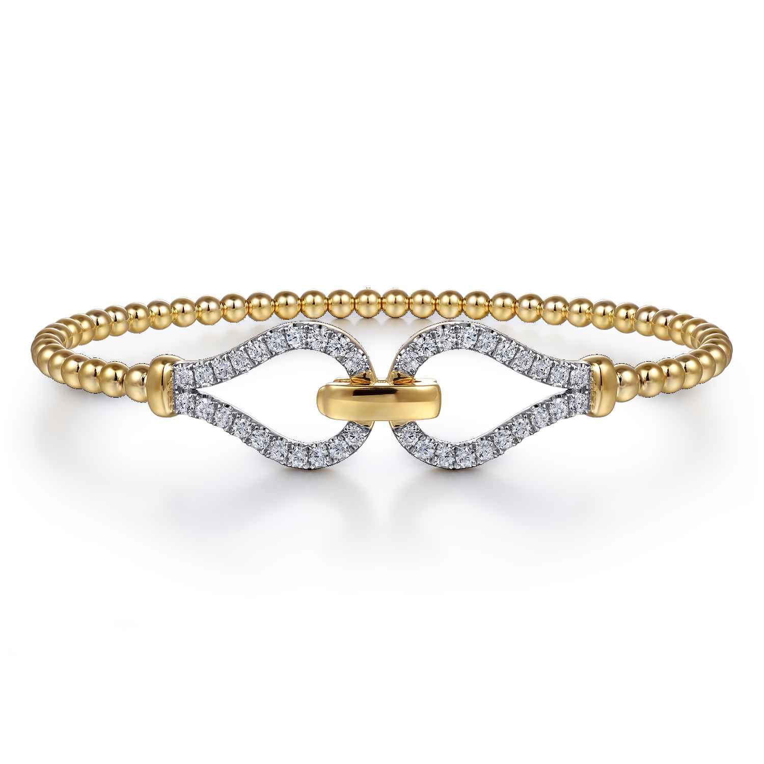 Strides - 14K Yellow Gold Diamond Stirrup Bangle - 0.75 ct - Shot 1