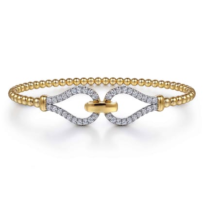 Strides - 14K Yellow Gold Diamond Stirrup Bangle