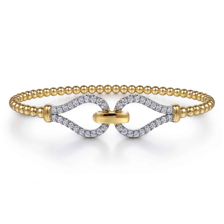 Strides - 14K Yellow Gold Diamond Stirrup Bangle - 0.75 ct - Shot 1
