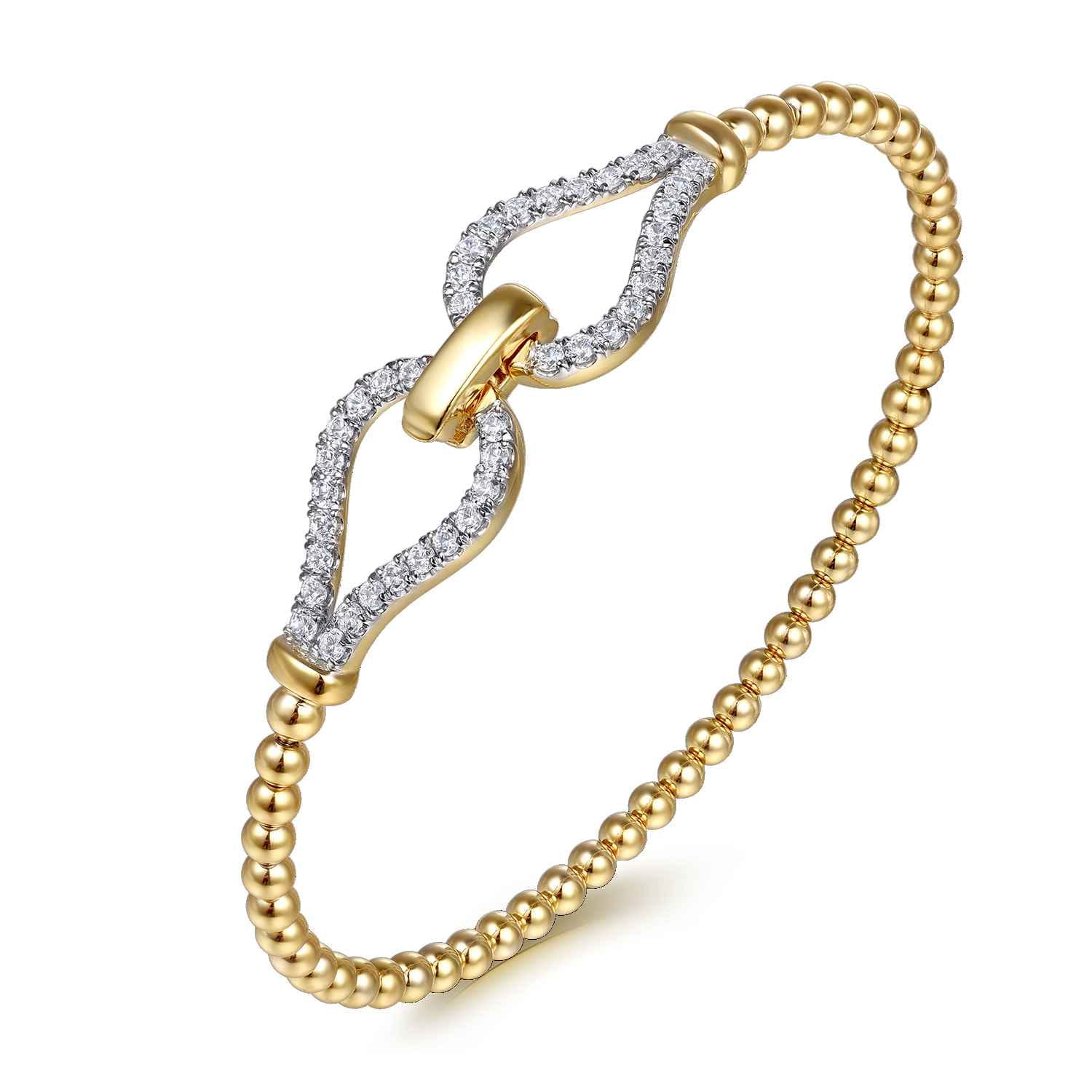 Strides - 14K Yellow Gold Diamond Stirrup Bangle - 0.75 ct - Shot 2