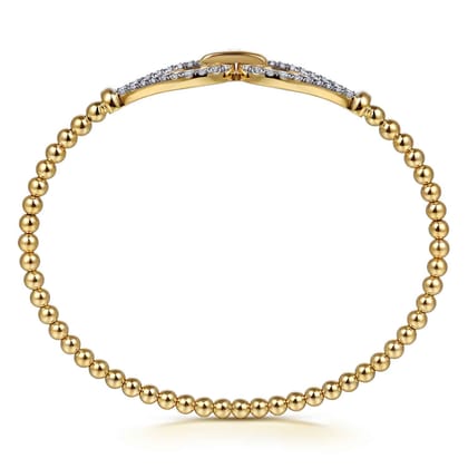 Strides - 14K Yellow Gold Diamond Stirrup Bangle