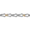 Strides - 14K Yellow Gold and 925 Sterling Silver Bujukan Beaded Stirrup Link Chain Bracelet
